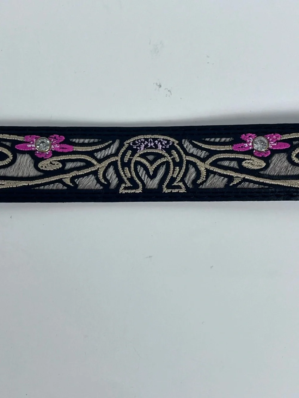 Women's Western Cowgirl Leather Belt withEmbroidered HorseShoe Floral Pattern 36